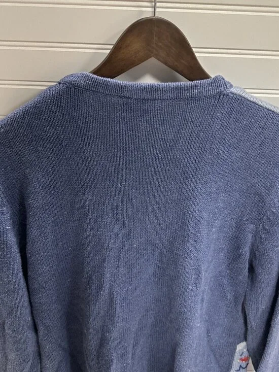 VTG Koret City Blues Blue Floral Plant Beaded Long Sleeve Cardigan Sweater Sz M - Picture 9 of 10